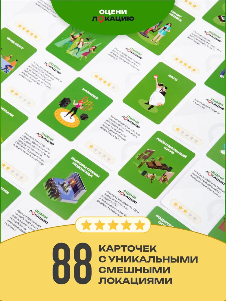 Настольная игра карточная Оцени Локацию для компаний вечеринок